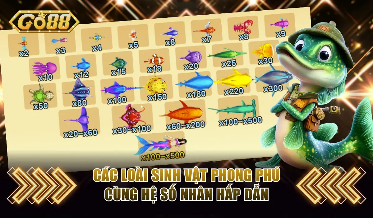 Bắn cá go88 các loài sinh vật phong phú