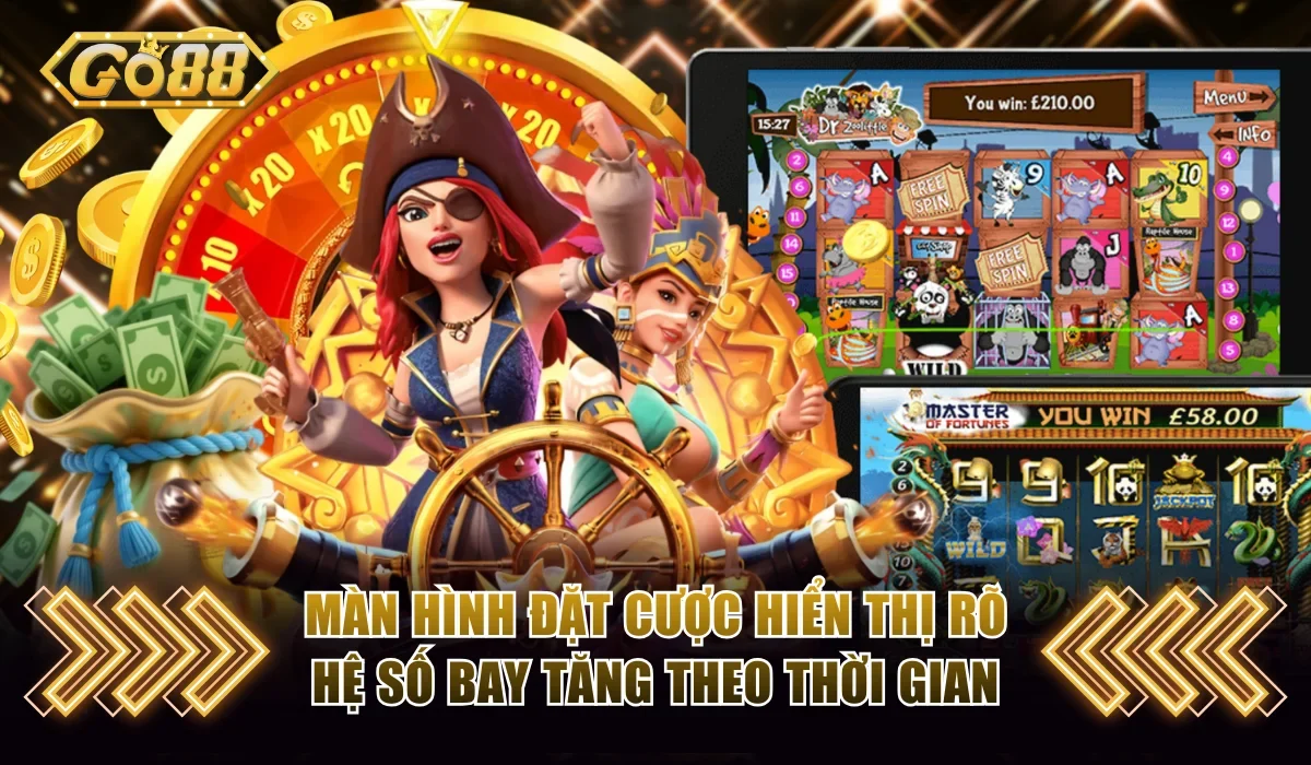 Màn hình đặt cược hiển thị rõ hệ số bay tăng theo thời gian