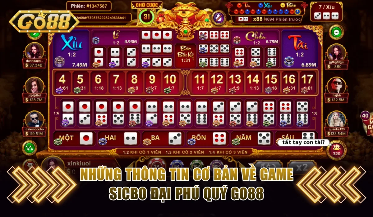 Những thông tin cơ bản về game Sicbo Đại Phú Quý Go88