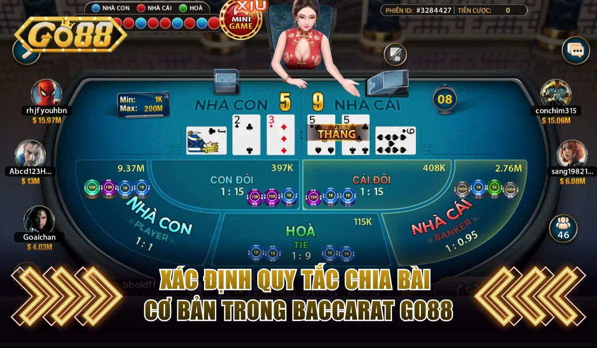 Xác định quy tắc chia bài cơ bản trong Baccarat Go88