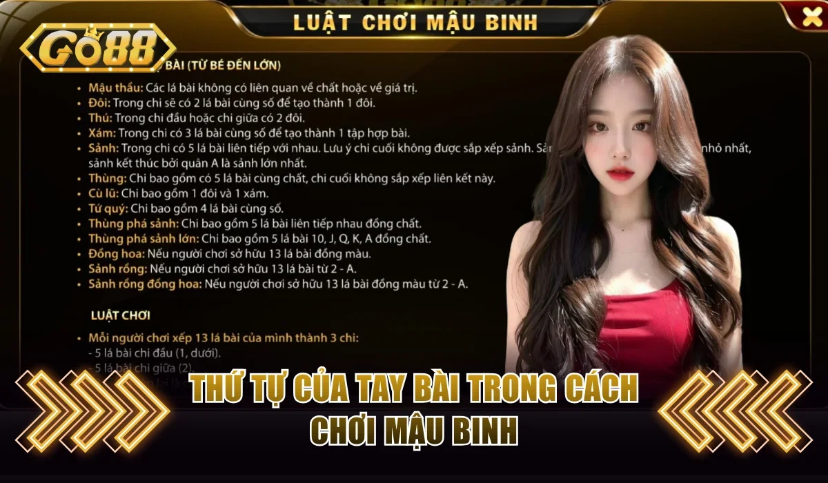 Cách Chơi Mậu Binh Online GO88 Thắng Liên Tục, Ăn Lãi Đậm 3 Thứ tự của tay bài trong cách chơi Mậu Binh